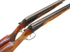 Two deactivated Baikal 12 bore side by side shotguns, with 27.5 and 28.5 inch barrels, serial