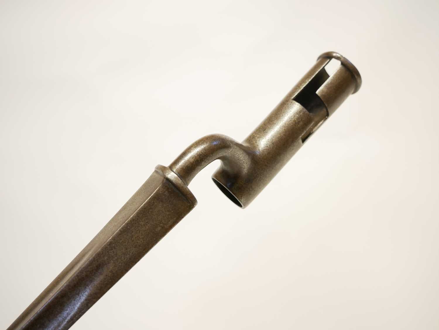 Brown Bess socket bayonet, the ricasso stamped W.G. with a star, the socket with faint engraving ' - Image 7 of 8