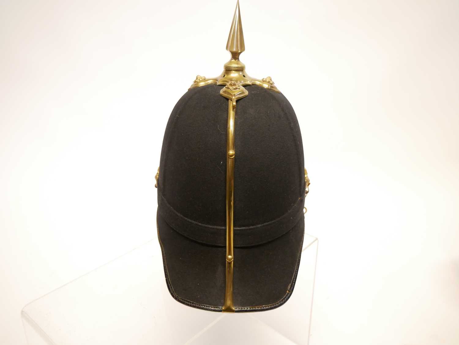 Victorian blue cloth helmet, with The Suffolk Regiment badge, retailed by Hawkes and Co. with ' - Image 10 of 17