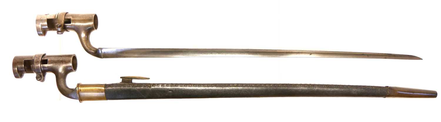 P53 pattern bayonet with early scabbard bearing a faint maker's oval, the ricasso with WD inspection