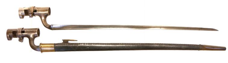 P53 pattern bayonet with early scabbard bearing a faint maker's oval, the ricasso with WD inspection