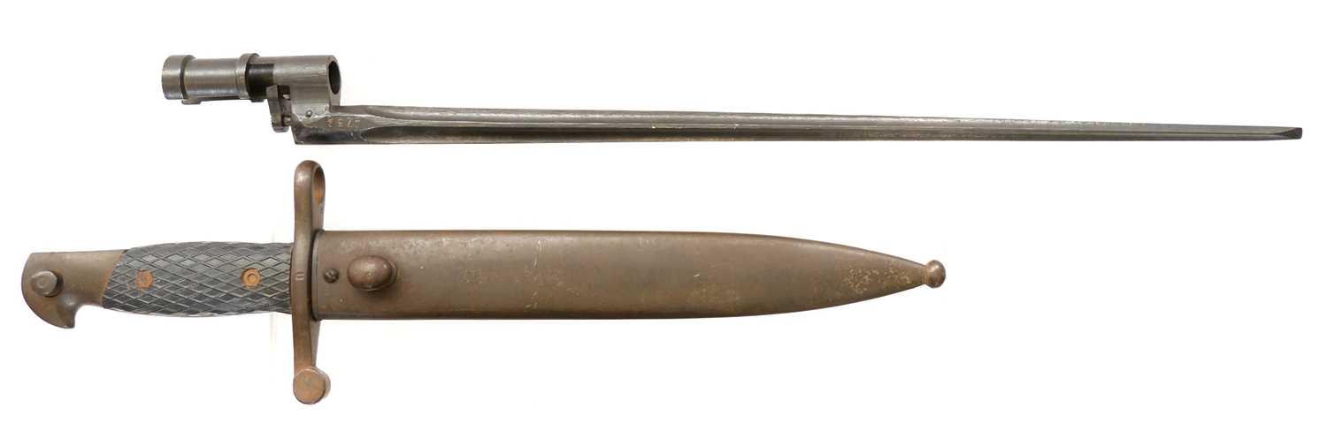 Two bayonets, to include a Russian M1891/30 Mosin Nagant socket bayonet, and a Spanish M1943 bayonet