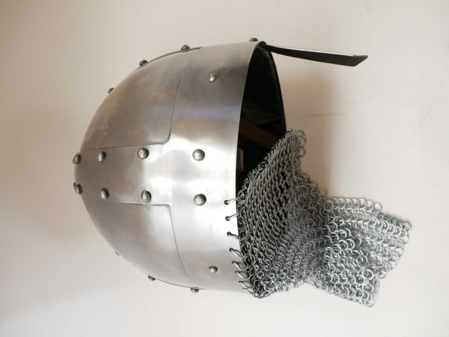 Medieval re-enactors equipment, to include a Spangenhelm Nasal steel helmet with chain main back - Image 3 of 25