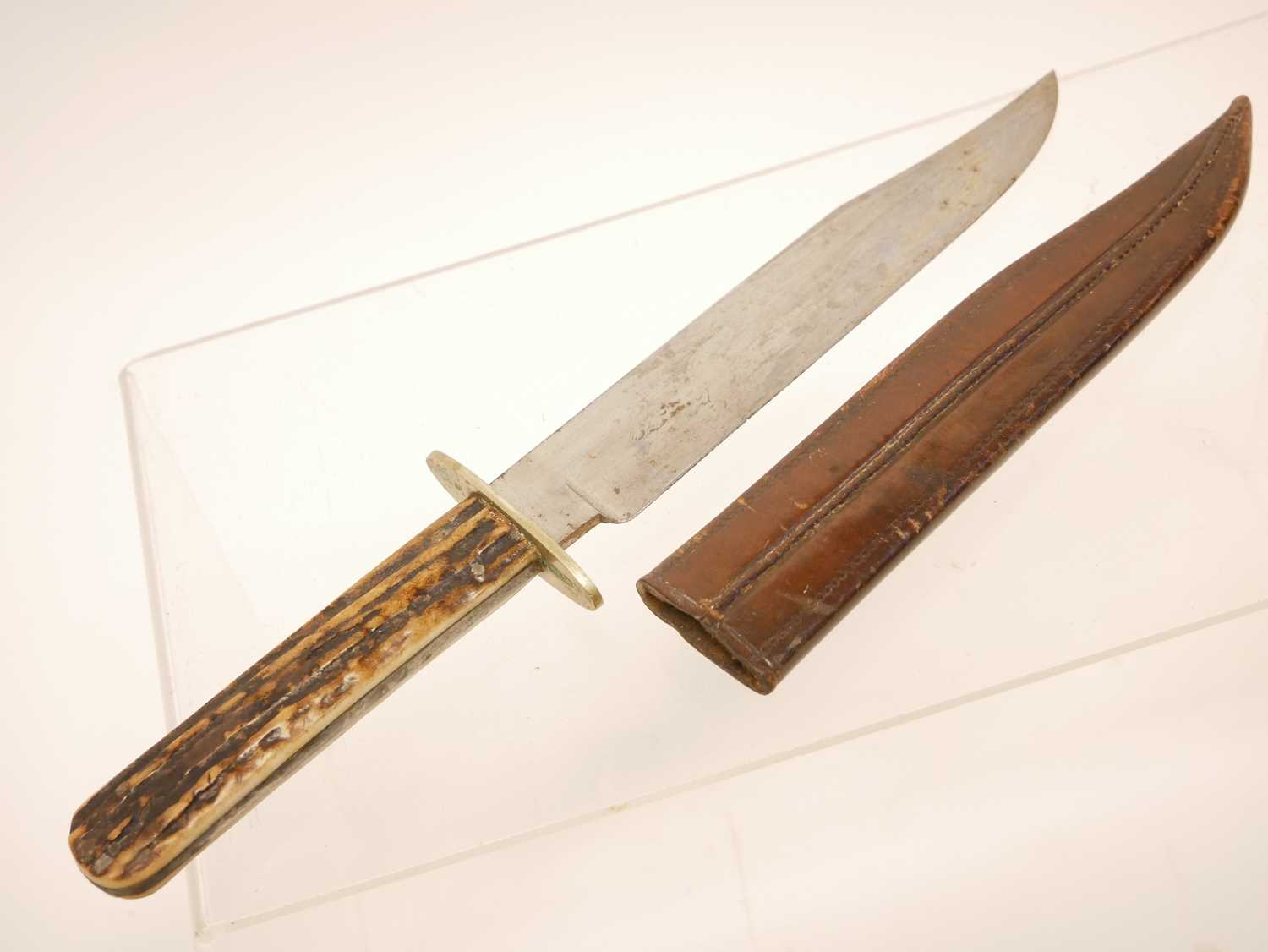 Sheffield bowie knife for the American market, c.1890 by Colquhoun and Cadman, stag horn grips, - Image 2 of 6