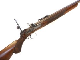 Alexander Henry .451 percussion rifle, 31inch octagonal to round Damascus barrel engraved 'Alex'R