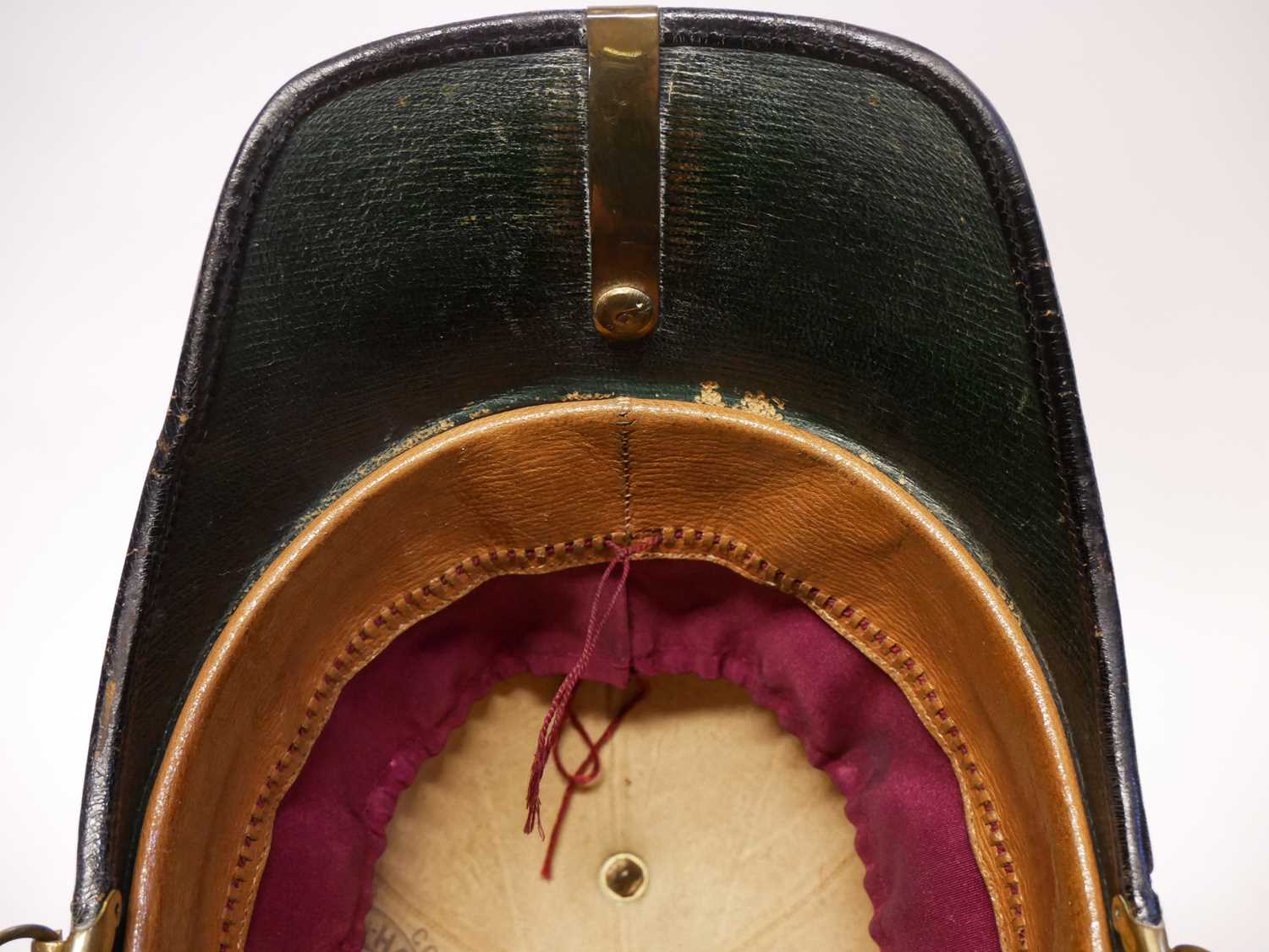 Victorian blue cloth helmet, with The Suffolk Regiment badge, retailed by Hawkes and Co. with ' - Image 16 of 17