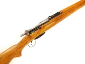 Swiss Schmidt Rubin K31 7.5x55 straight pull rifle, 26inch barrel secured by two barrel bands, the