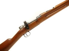 Swedish Mauser 6.5 x 55mm bolt action rifle, 30 inch barrel, rear sight removed to allow for a