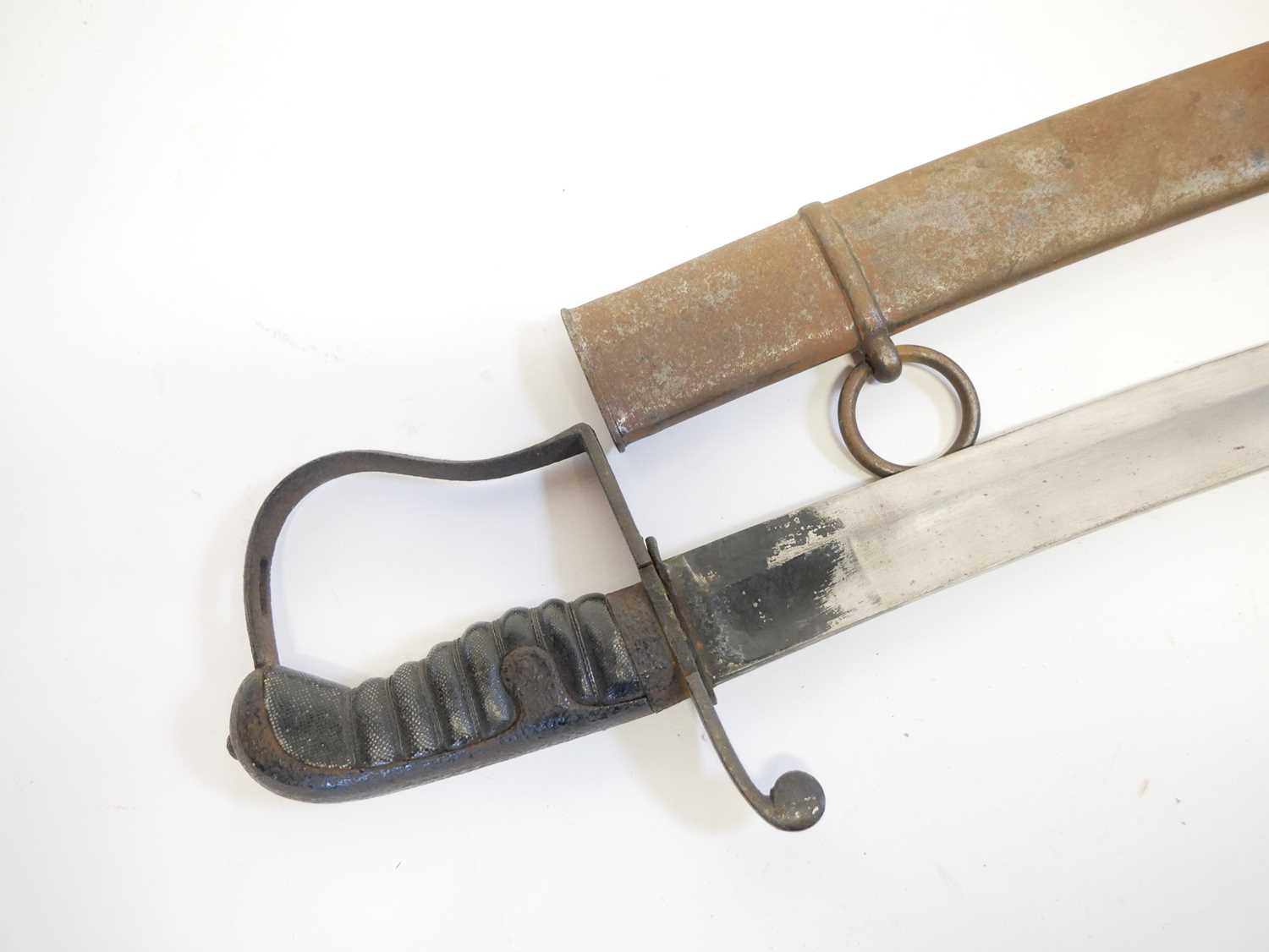 British 1796 pattern troopers sabre and scabbard, curved blade with single fuller, fish skin bound - Image 8 of 16