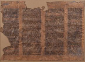Large Hebrew roll from the Torah, ink on goatskin containing Exodus chapter XXXII. 33 - XXXV. 29