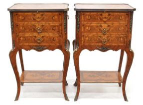 Pair of early 20th century French kingwood bedside cabinets