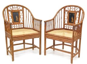 Pair of mid 20th century Brighton Pavilion style armchairs by Maitland Smith