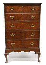 Reproduction George III style burr walnut chest of drawers