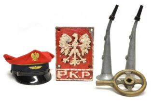 Polish Railways P.K.P. cast iron locomotive cabside emblem with other railwayana