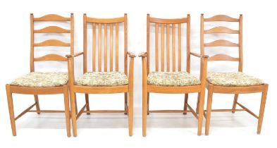 Ercol Four golden elm dining chairs