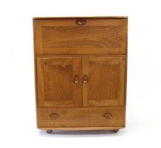 Ercol "Windsor" Golden Elm Bureau / Drinks Cabinet