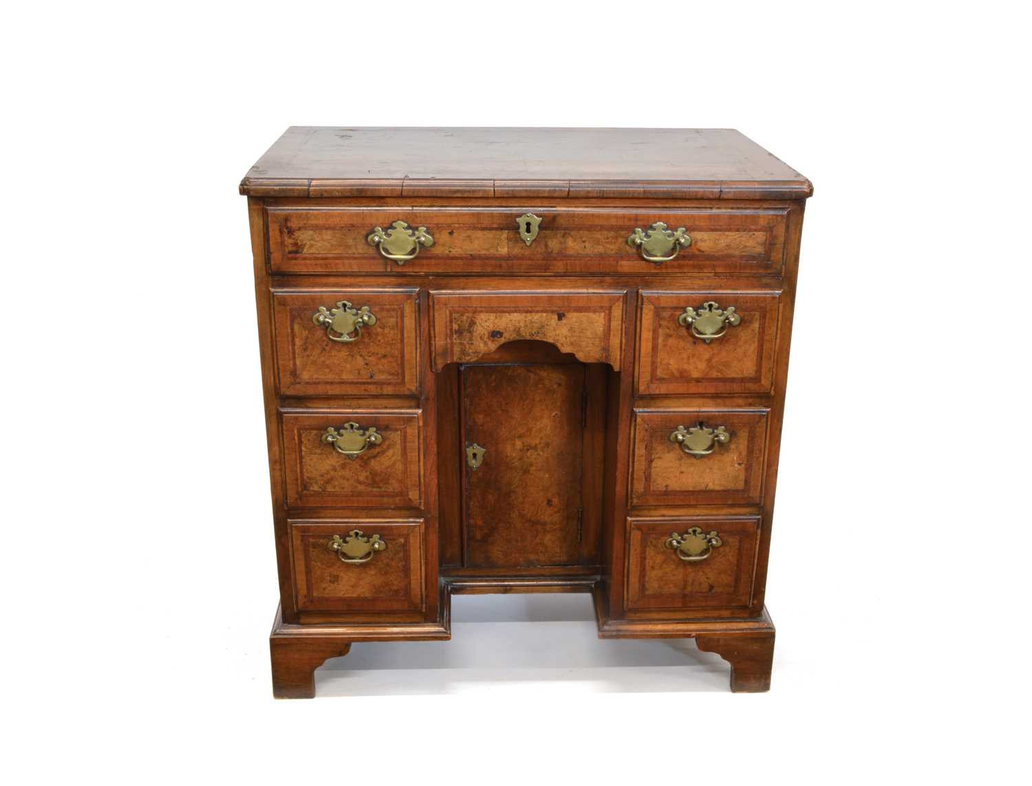 George II Walnut Feather-banded Kneehole Desk