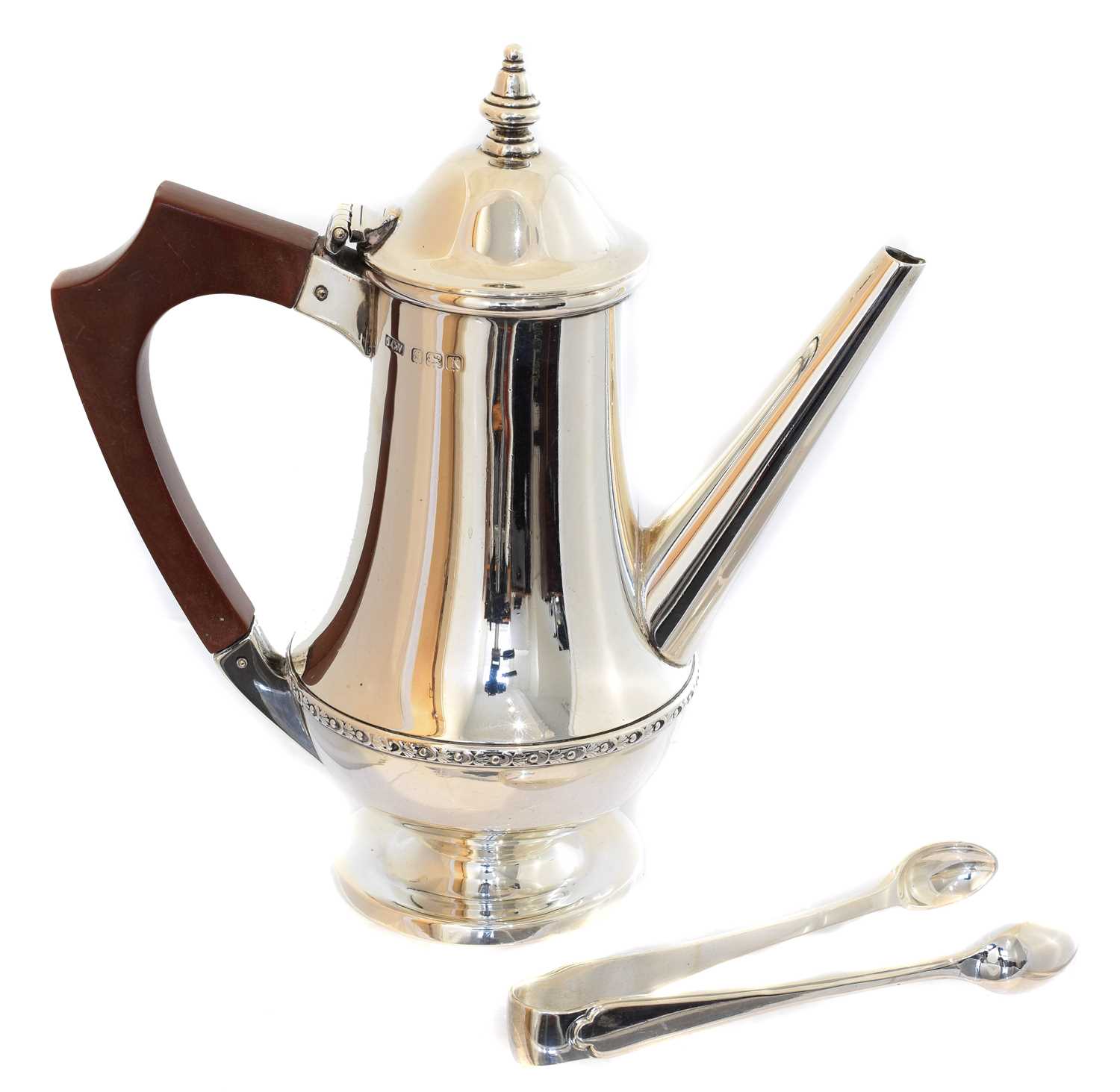 A George V silver hot water jug,