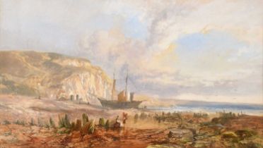 F. Haynes (British 19th/20th Century) Coastal scene with boat and figures