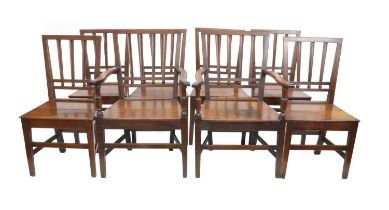 Set of Eight Welsh Oak Farmhouse Ball and Slat Backed Dining Chairs