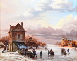 Sid Kirkham (British 20th/21st century) Dutch winter scene