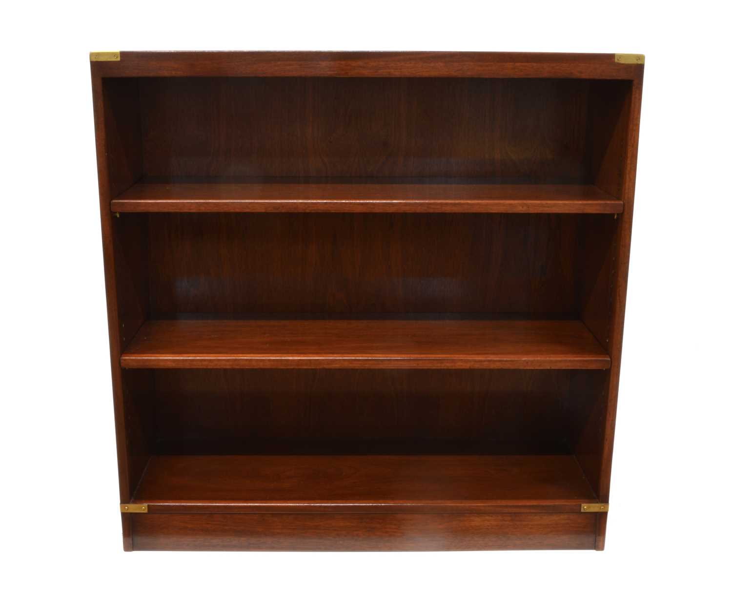 Kennedy Military Campaign Style Mahogany and Brass Mounted Open Bookcase