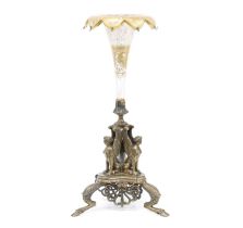 Regency Clear Glass and Bronze Epergne