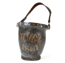 Early Victorian Painted Leather Fire Bucket