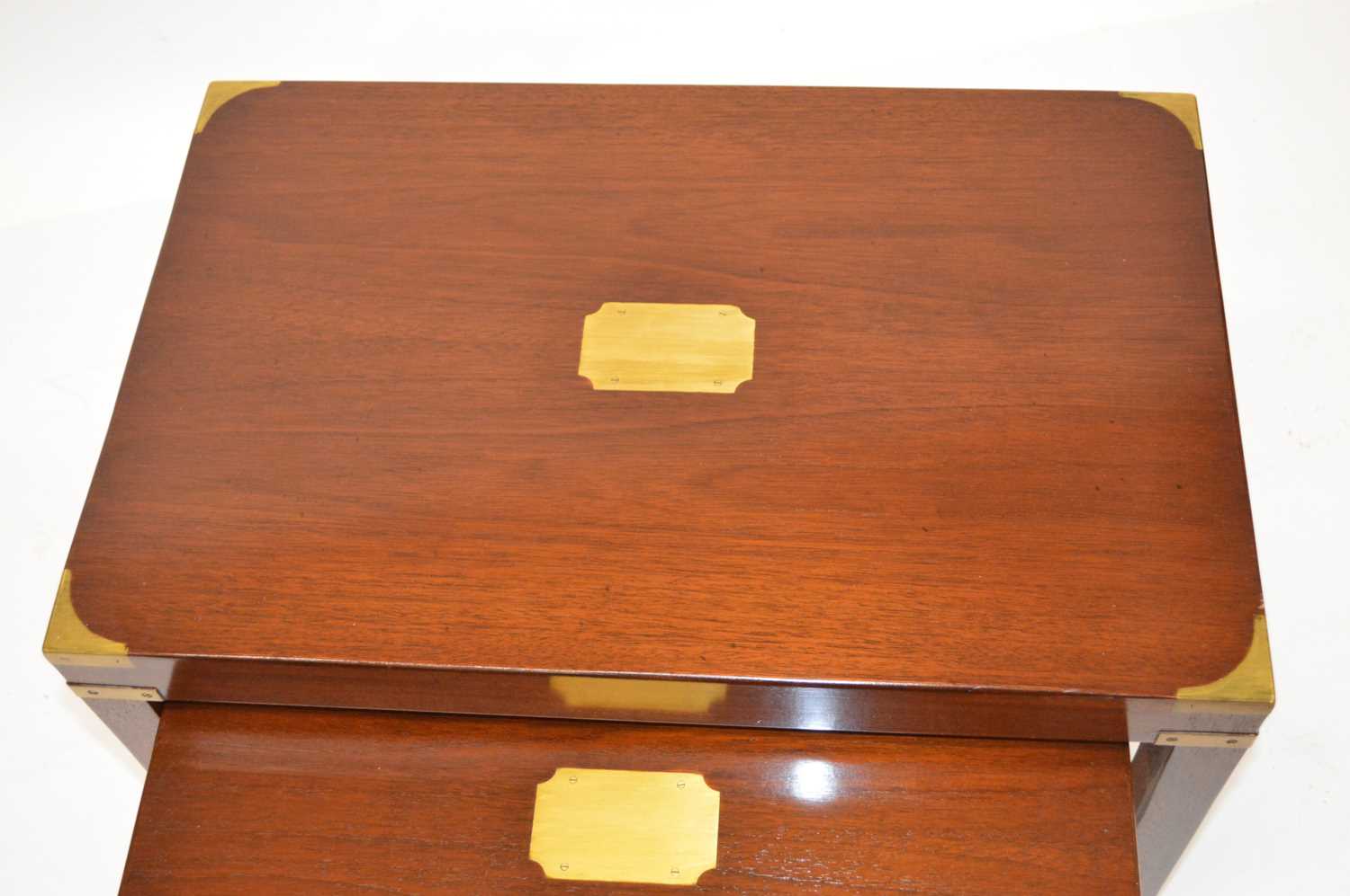 Kennedy Military Campaign Style Mahogany and Brass Mounted Nest of Two Tables - Image 2 of 3