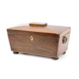 Regency Mahogany and Boxwood Strung Tea Caddy