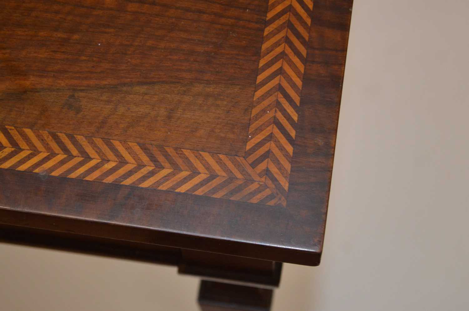 Edwardian Walnut Side Table with Parquetry Border - Image 3 of 7