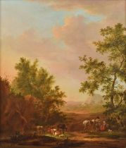 Johannes Janson (Dutch 1729-1784) Rural landscape with figures