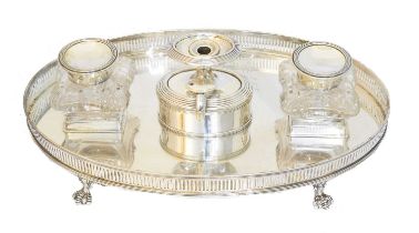 An Edward VII silver inkstand,