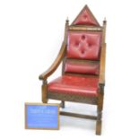 Elizabeth II Silver Jubilee 1977 Gothic Style Oak Throne Chair By Wood Bros. Ltd.