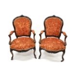 Pair of Victorian Rosewood Framed Armchairs