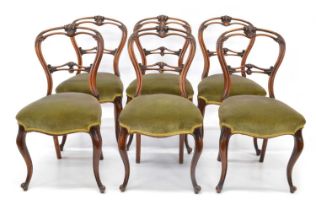 Six Victorian Walnut Balloon Back Single Dining Chairs Plus two others