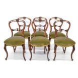 Six Victorian Walnut Balloon Back Single Dining Chairs Plus two others