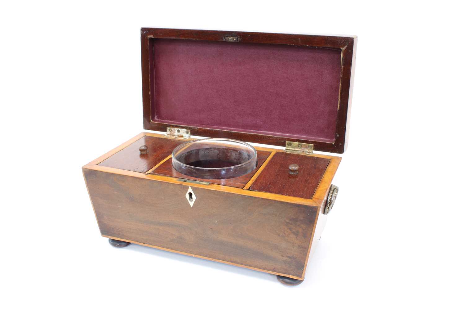 Regency Mahogany and Boxwood Strung Tea Caddy - Image 2 of 4