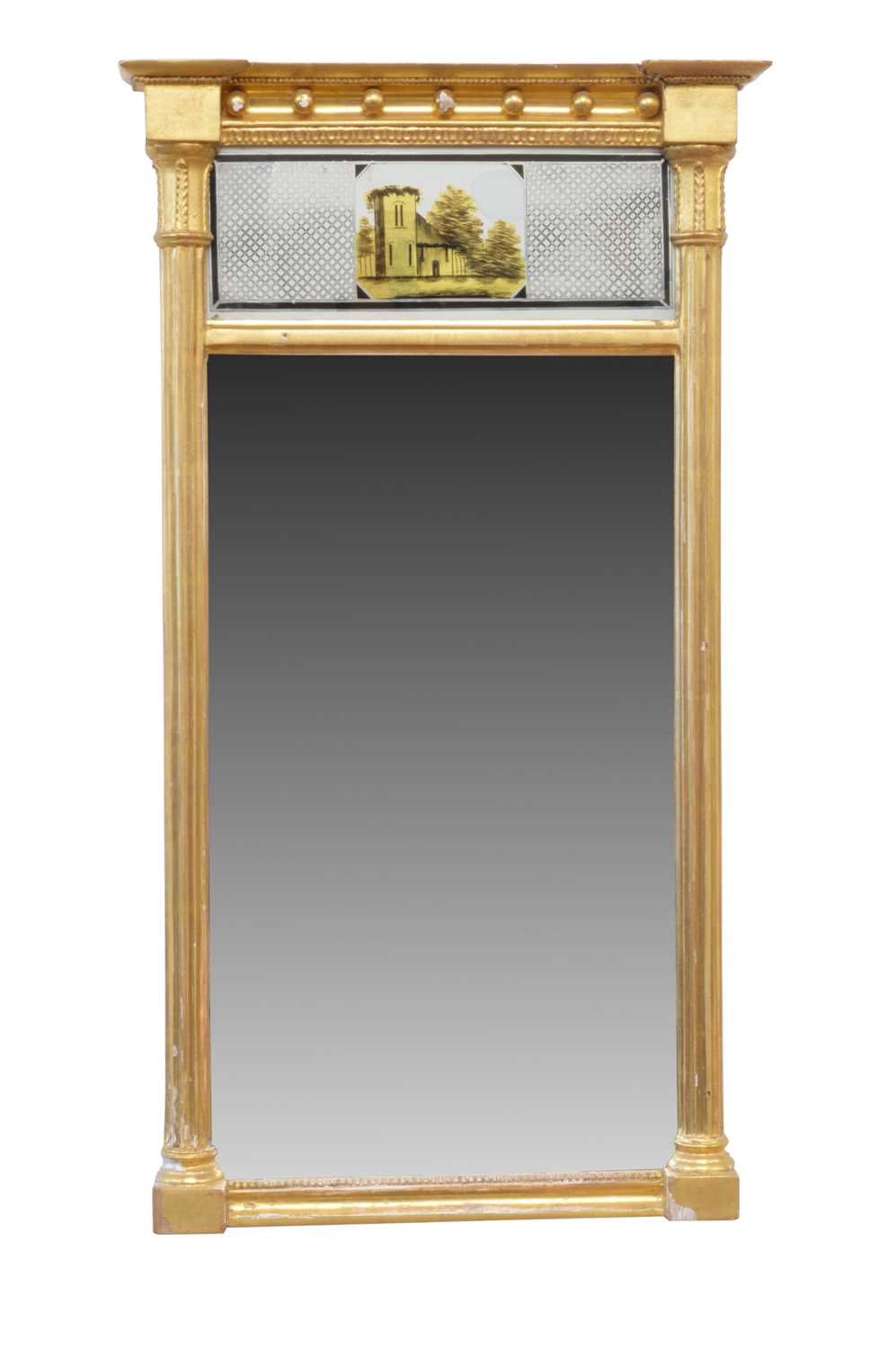 Regency Style Giltwood Verre Eglomise Pier Mirror