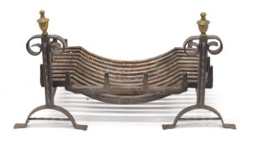 Late 19th Century Iron Fire Basket and Dogs