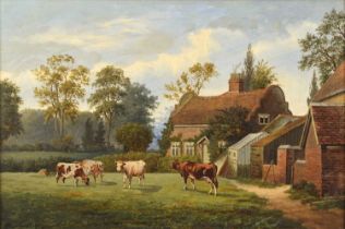 William P. Cartwright (British 1864-1911) Rural scene with cattle