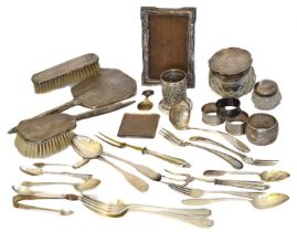 A selection of silver and white metal items,