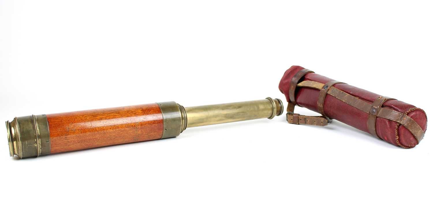 Mahogany and Brass Three-Draw Telescope