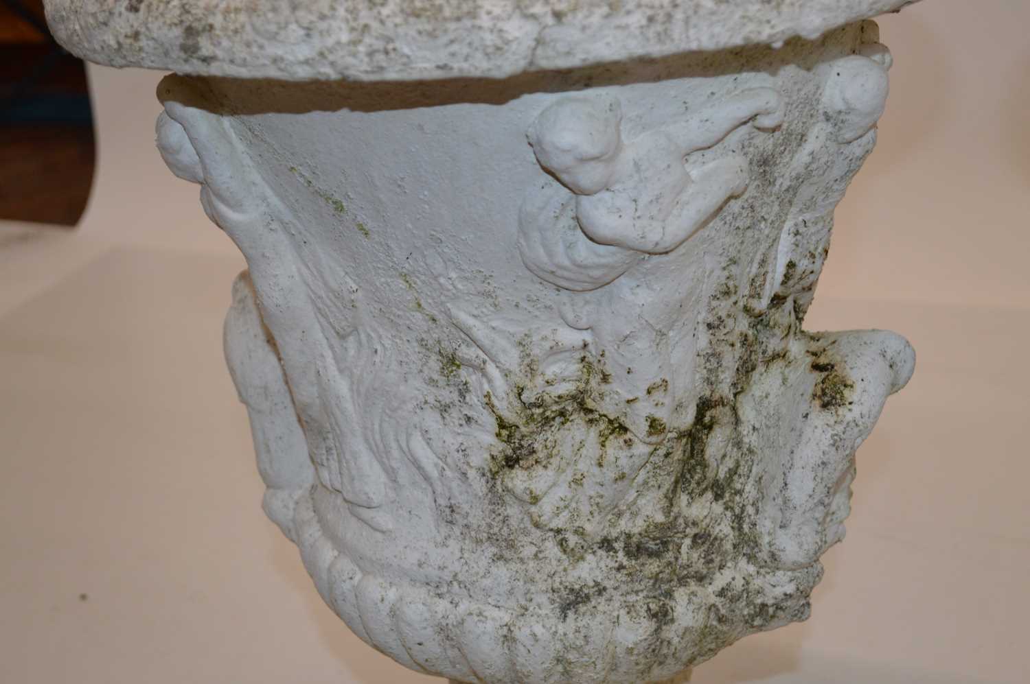 Pair of Painted Concrete Pedestal Urns - Image 5 of 5