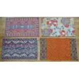 Four Modern Chain Stitch Embroidered Panels