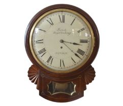 An Early 19th Century French Royal Exchange Drop Dial Single Fusee Wall Clock