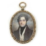 English School (early 19th century) Portrait of a gentleman, bust length, in a brown coat and black