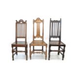 Three Late 17/Early 18th Century Oak High Back Side Chairs