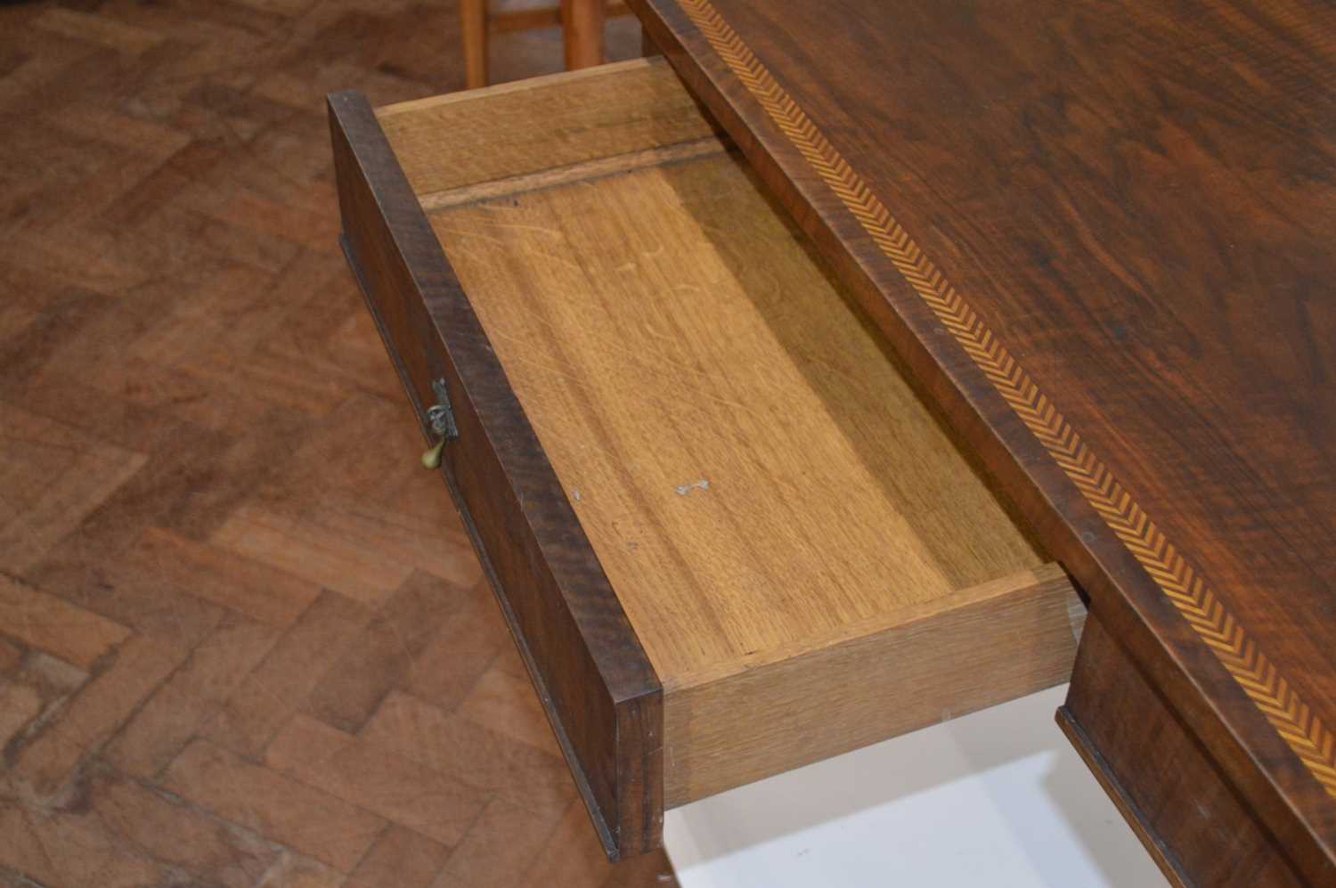 Edwardian Walnut Side Table with Parquetry Border - Image 5 of 7