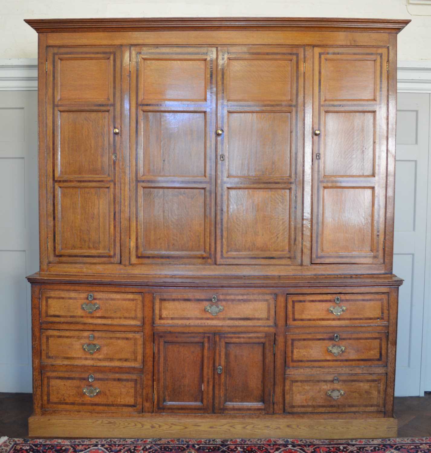 George III Oak and Mahogany Cross-Banded Housekeepers Cupboard - Image 2 of 23